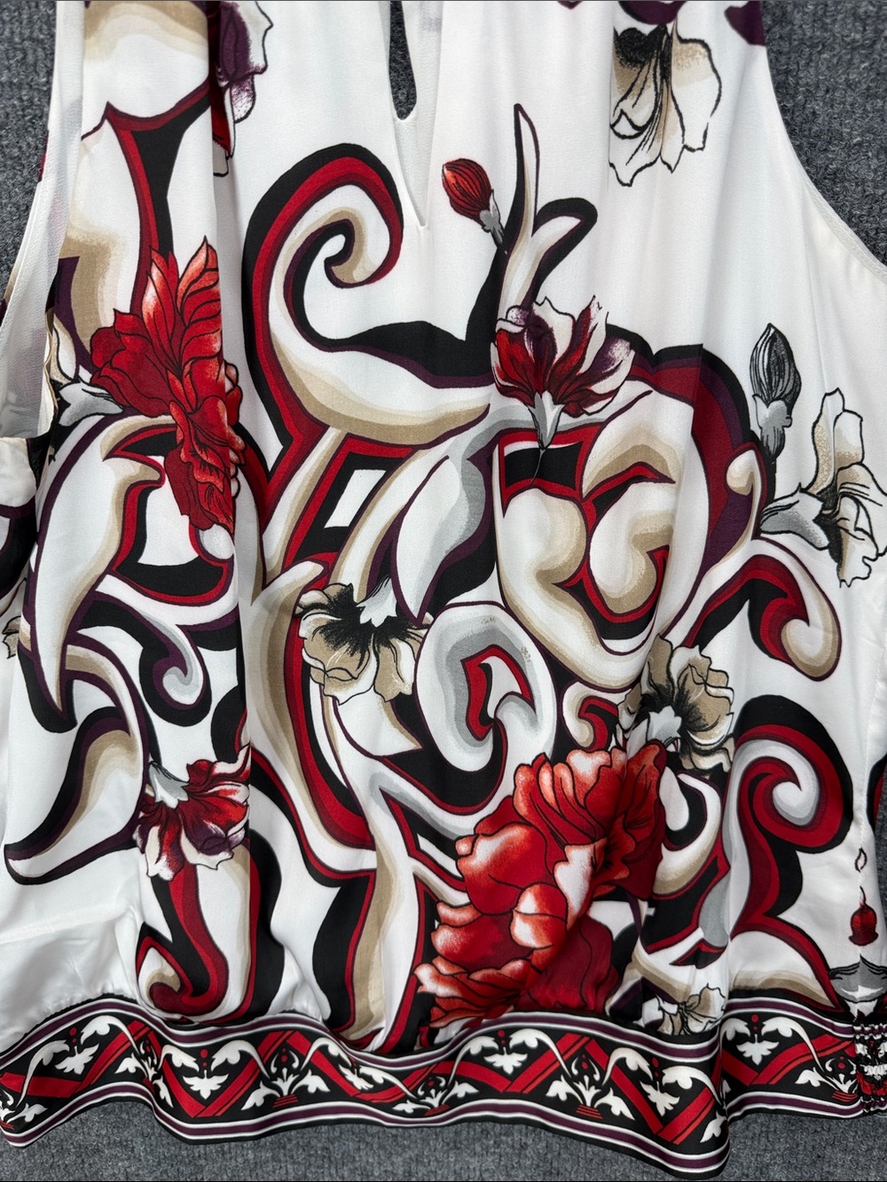 White House Black Market Sleeveless Halter Blouse Red White Black Medium NWOT - Picture 5 of 9
